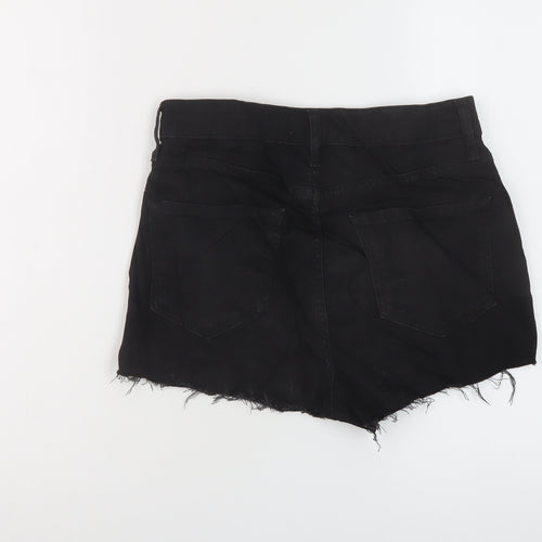 River Island Womens Black Cotton Hot Pants Shorts Size 10 L3 in Regular Button