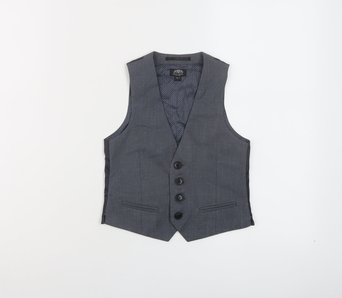Finest Quality Boys Grey Jacket Waistcoat Size 4 Years Button