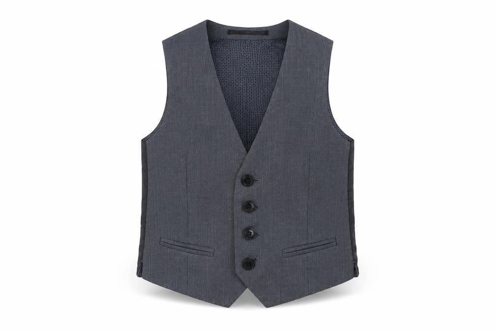 Front view of Finest Quality boys’ grey jacket waistcoat, size 4, years button
