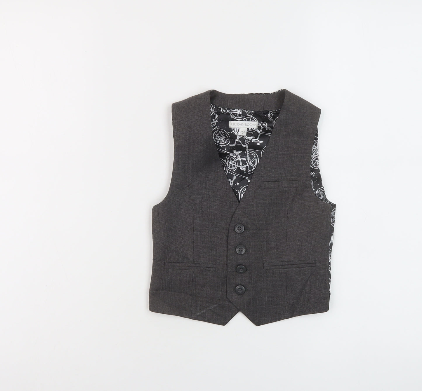 RJR.John Rocha Boys Grey Jacket Waistcoat Size 6 Years Button