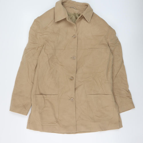 Kristen Womens Beige Overcoat Coat Size 16 Button