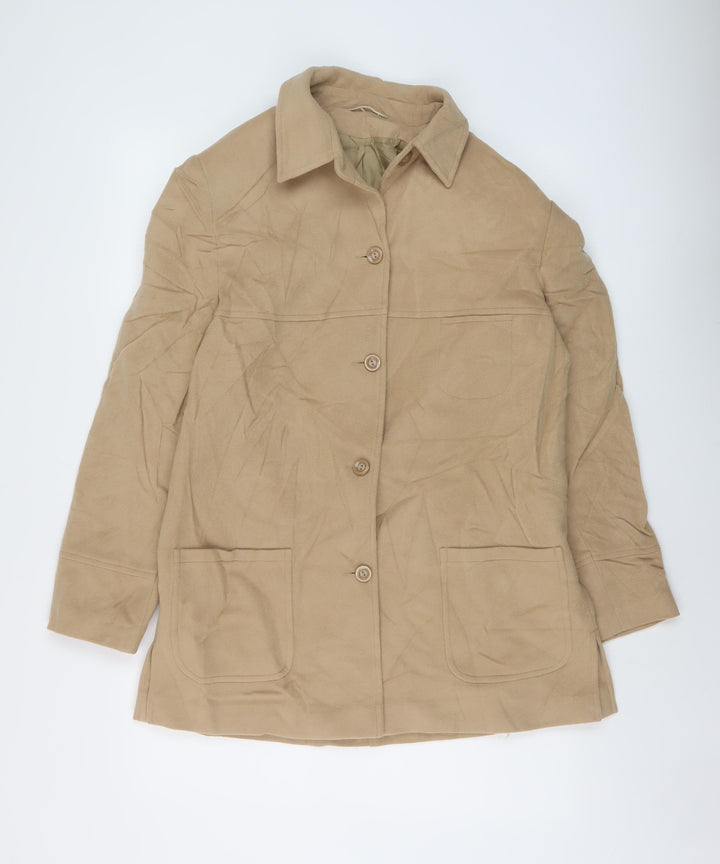 Kristen Womens Beige Overcoat Coat Size 16 Button