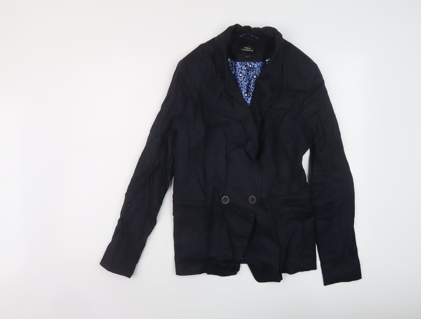 NEXT Womens Blue Linen Jacket Suit Jacket Size 10