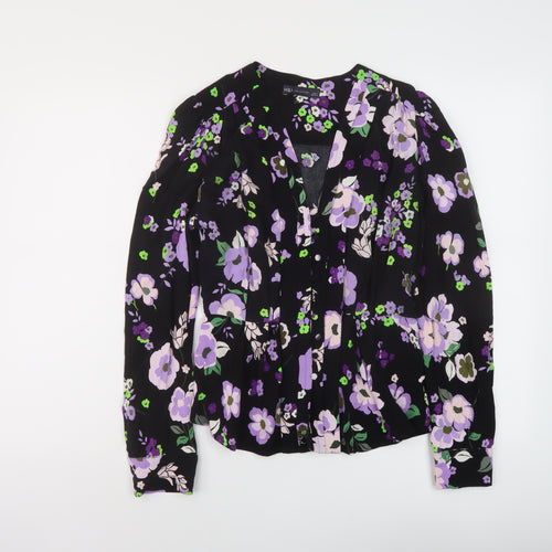 Marks and Spencer Womens Multicoloured Floral Viscose Basic Blouse Size 8 V-Neck