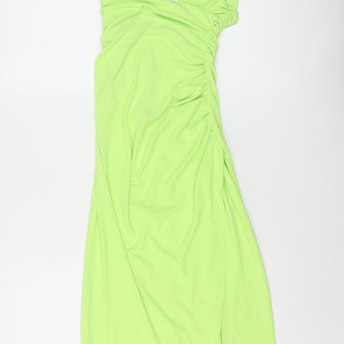 Zara Womens Green Polyester A-Line Size XS Halter Zip