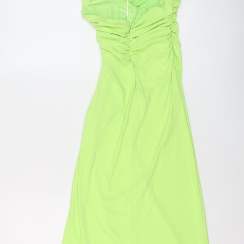 Zara Womens Green Polyester A-Line Size XS Halter Zip