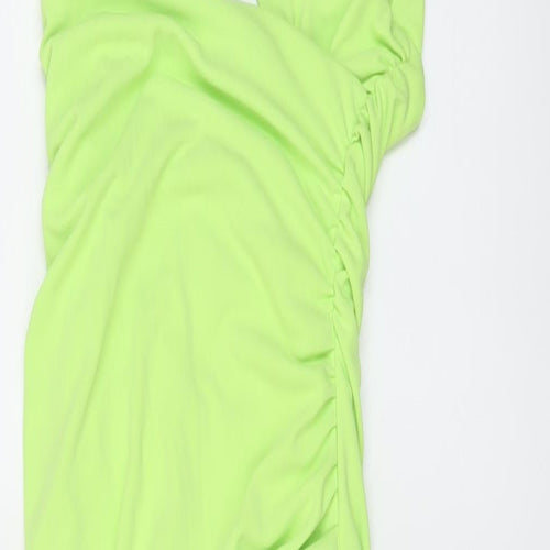 Zara Womens Green Polyester A-Line Size XS Halter Zip