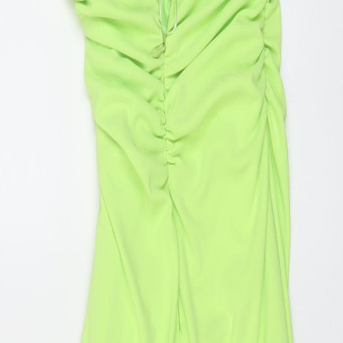 Zara Womens Green Polyester A-Line Size XS Halter Zip