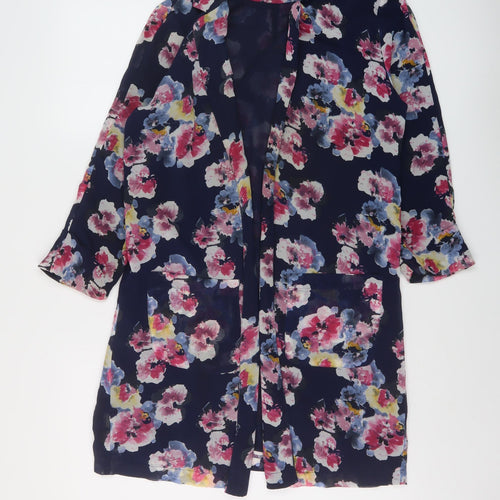 Sans Souci Womens Blue Floral Jacket Size M