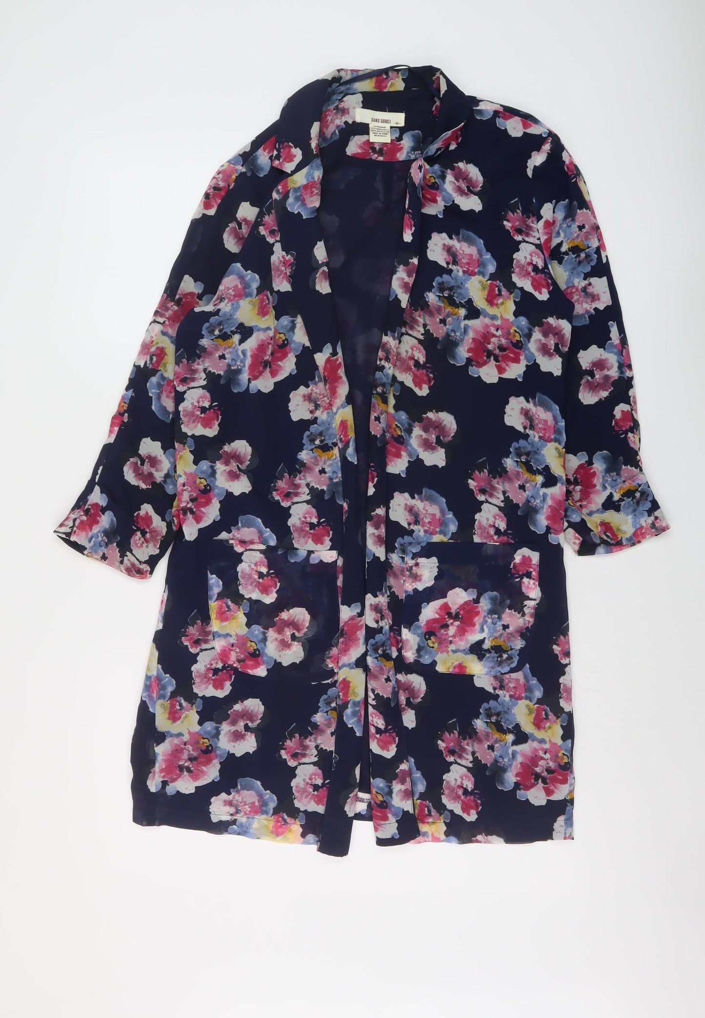 Sans Souci Womens Blue Floral Jacket Size M