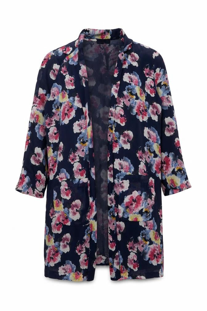 Front view of Sans Souci women’s blue floral jacket, size M