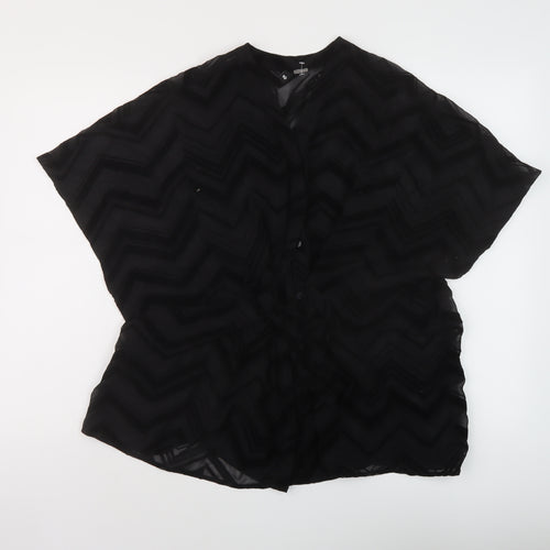 H&M Womens Black Polyester Basic Blouse Size 10 V-Neck