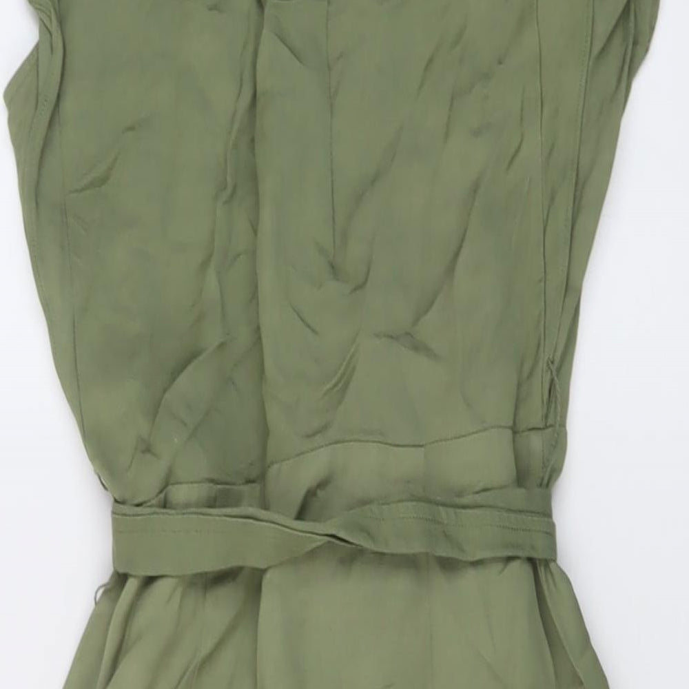 Reiss Womens Green Viscose A-Line Size 6 V-Neck Button