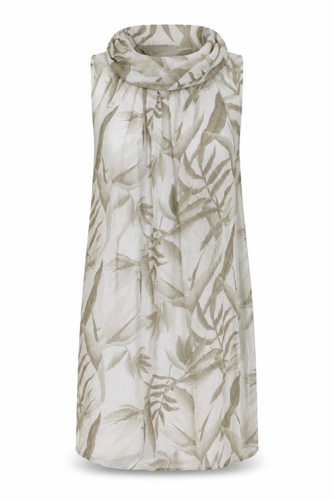 Elena Bardi Womens Beige Geometric Polyester Tank Dress Size M Cowl Neck Pullover