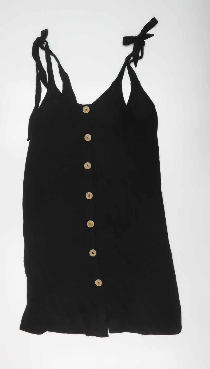 Marks and Spencer Womens Black Polyester A-Line Size 14 Round Neck Pullover