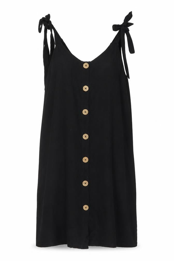 Front view of Marks & Spencer women’s black polyester a-line, size UK 14, round neck pullover