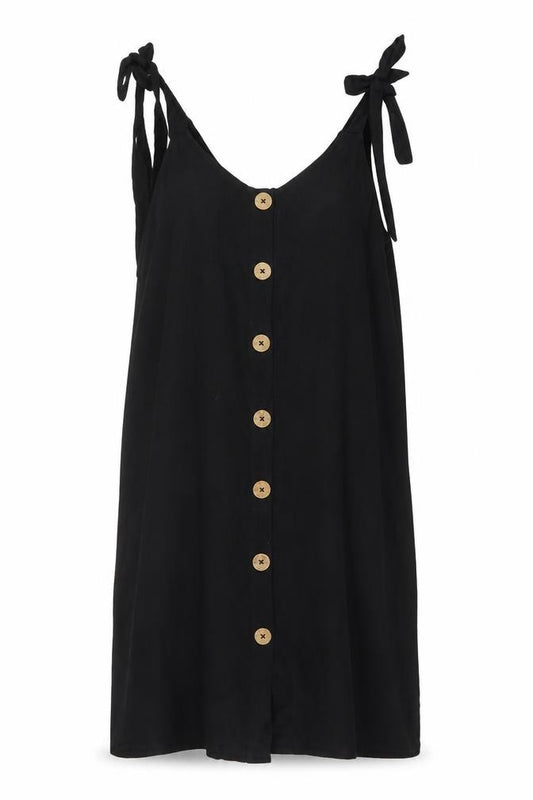 Front view of Marks & Spencer women’s black polyester a-line, size UK 14, round neck pullover