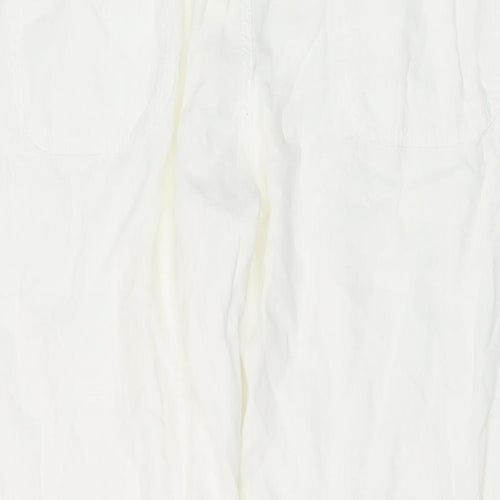 Marks and Spencer Womens Ivory Linen Trousers Size 18 L29 in Regular Button