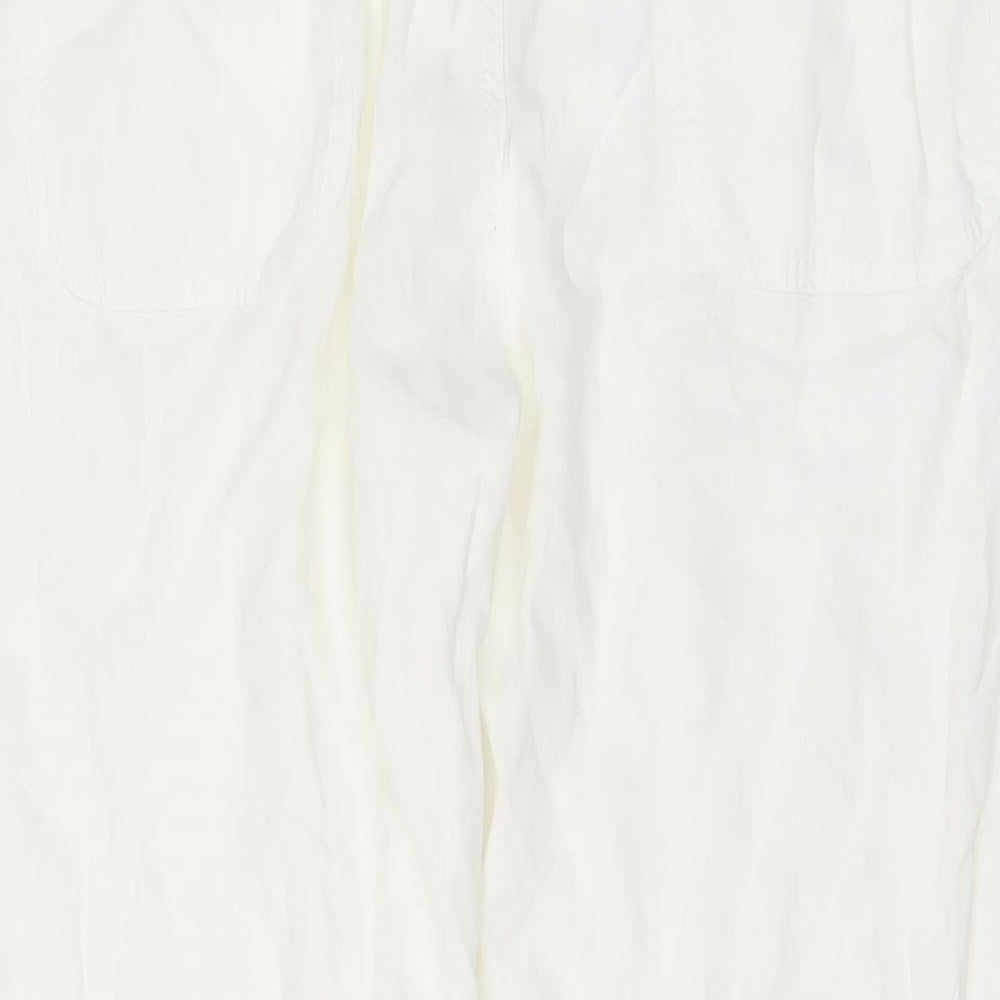 Marks and Spencer Womens Ivory Linen Trousers Size 18 L29 in Regular Button