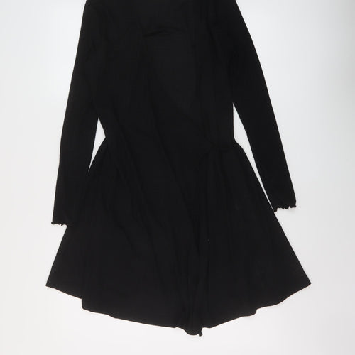 Topshop Womens Black Polyester Wrap Dress Size 10 V-Neck Tie