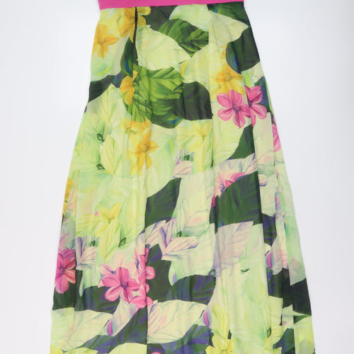 Almost Famous Womens Multicoloured Floral Viscose Maxi Size 10 Sweetheart Zip