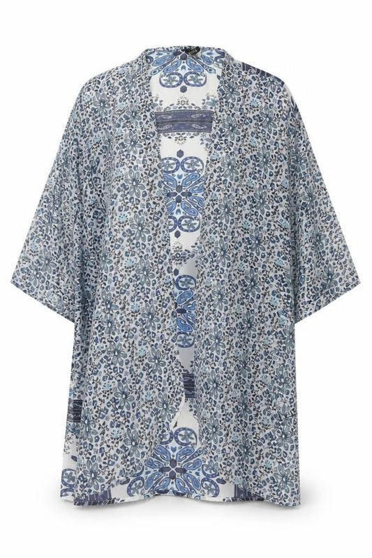 Front view of H&M women’s blue geometric polyester cover up, size S