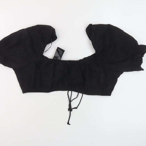 H&M Womens Black Cotton Cropped Blouse Size M Sweetheart