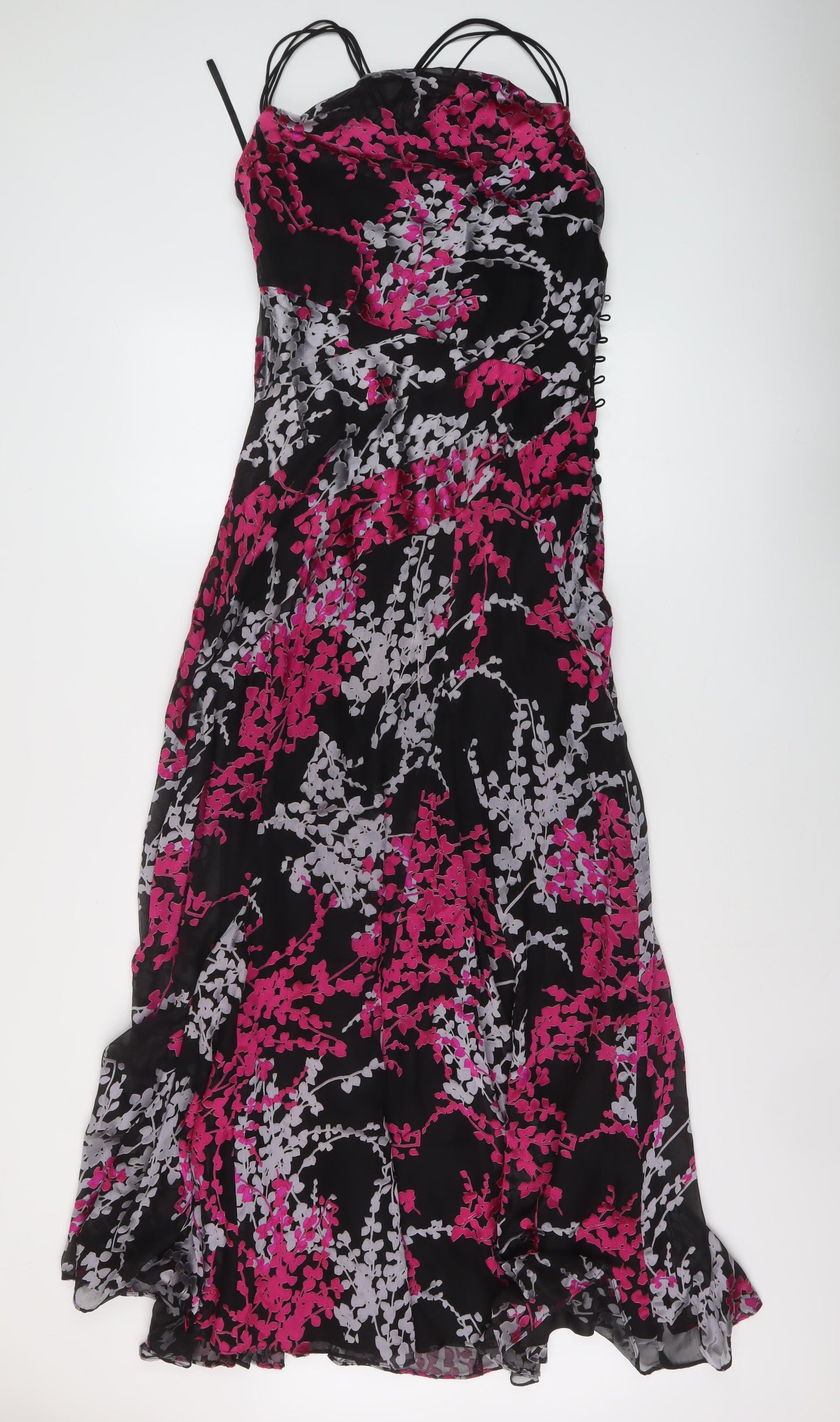 Monsoon Womens Black Geometric Viscose Maxi Size 12 Square Neck Pullover