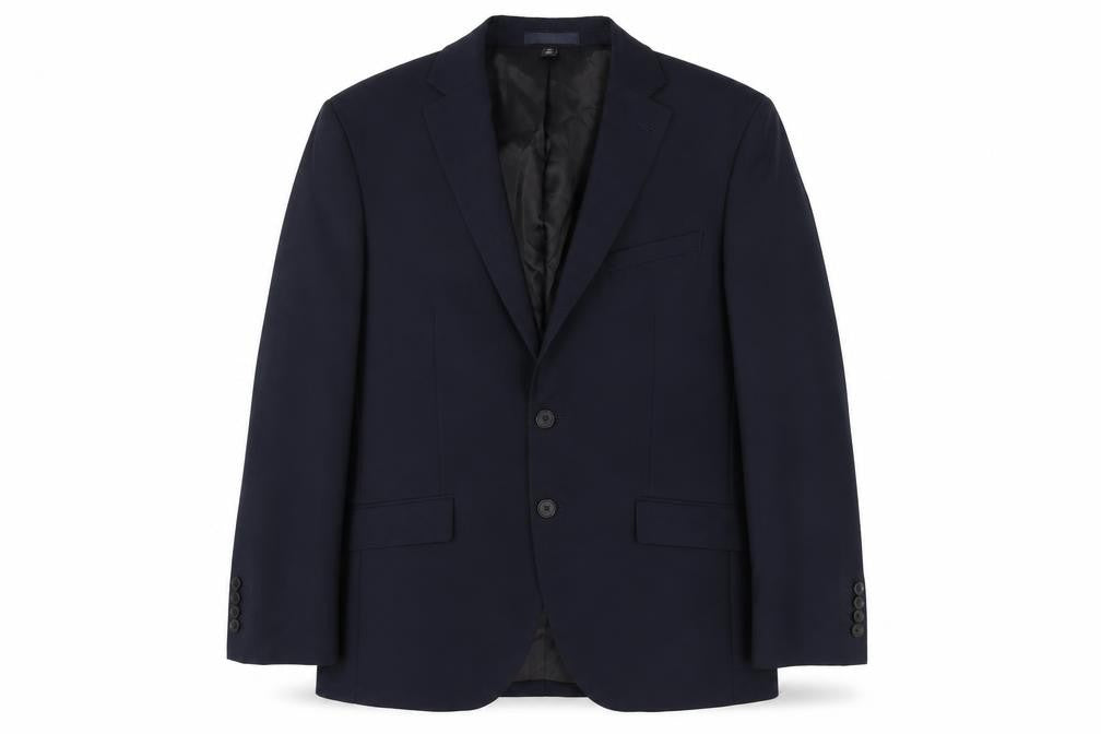Front view of Autograph men’s blue wool jacket suit jacket, size 40, regular