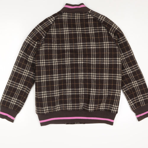 Two Percent Homme Mens Brown Check Bomber Jacket Jacket Size M Zip