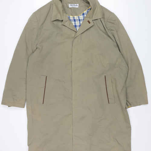Peter Christian Mens Beige Trench Coat Coat Size XL Button