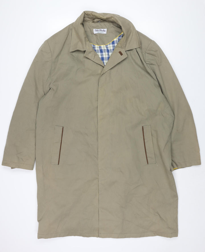 Peter Christian Mens Beige Trench Coat Coat Size XL Button