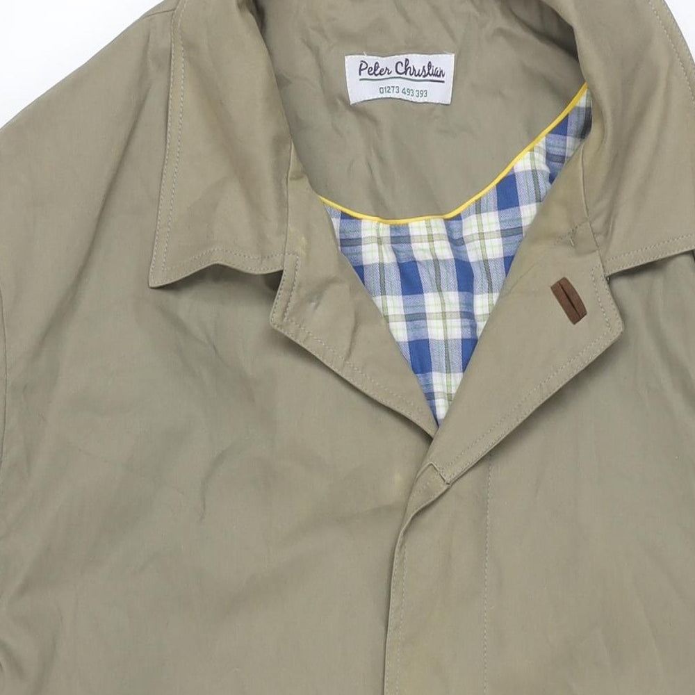 Peter Christian Mens Beige Trench Coat Coat Size XL Button