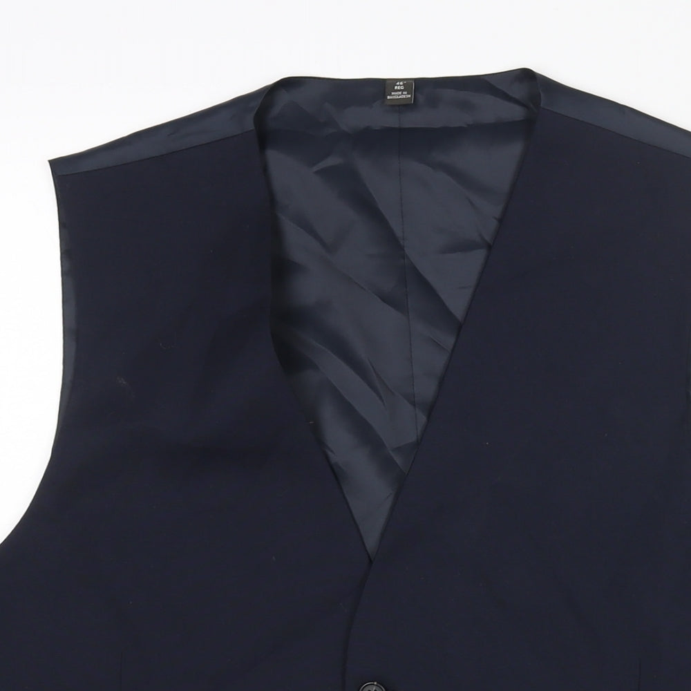Marks and Spencer Mens Blue Polyester Jacket Suit Waistcoat Size 46 Regular