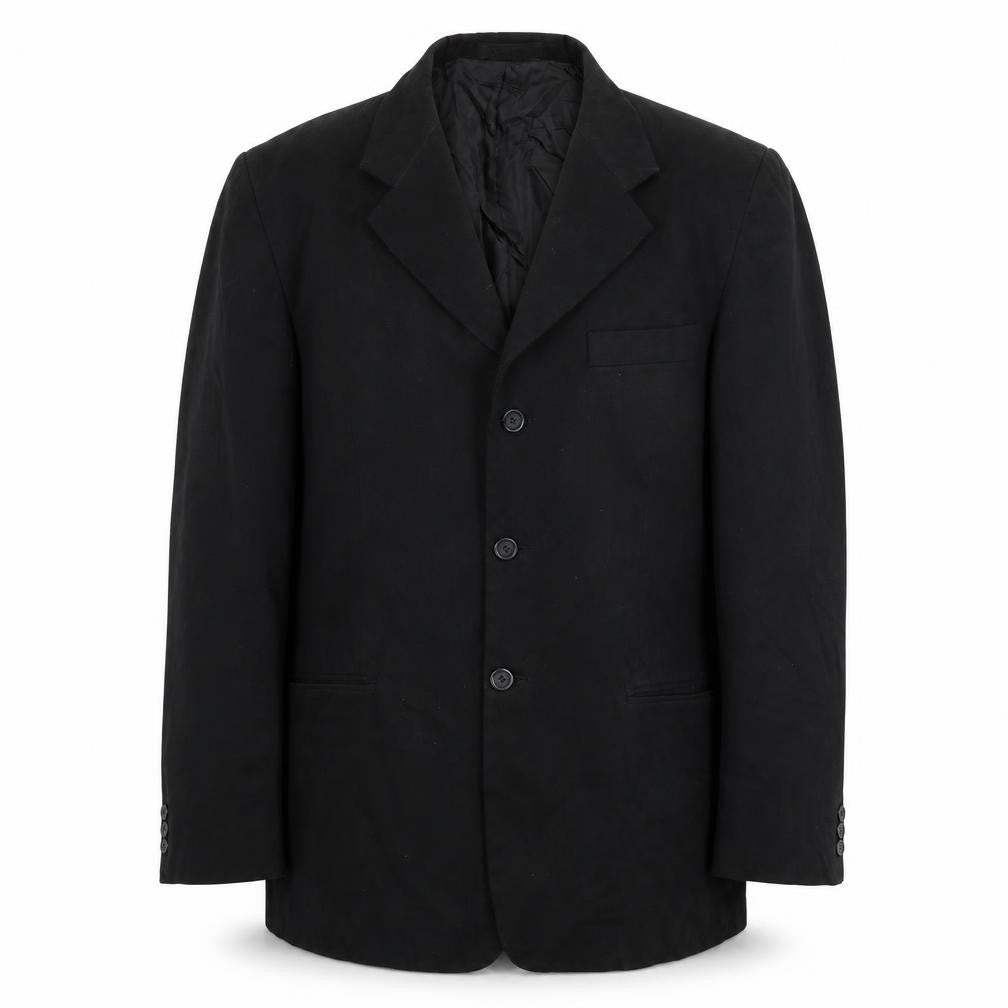 Front view of Woods & Gray men’s black jacket blazer, size 40, button