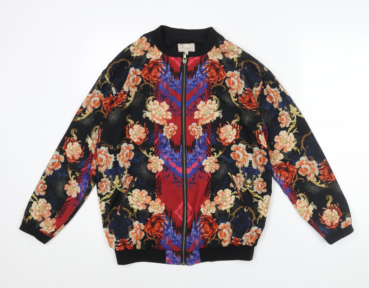 Oliver Bonas Womens Multicoloured Geometric Bomber Jacket Jacket Size 8 Zip