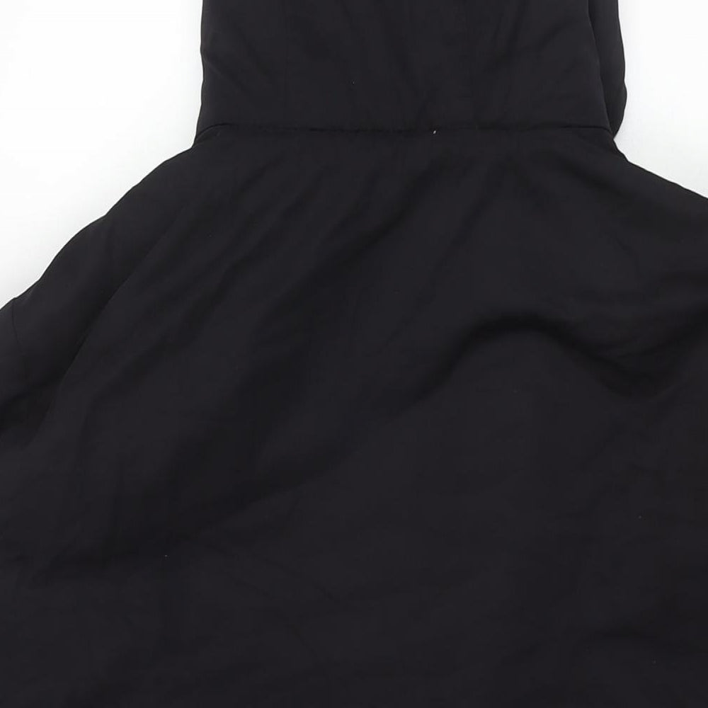 New Look Womens Black Parka Coat Size 18 Zip - Drawstring Waist