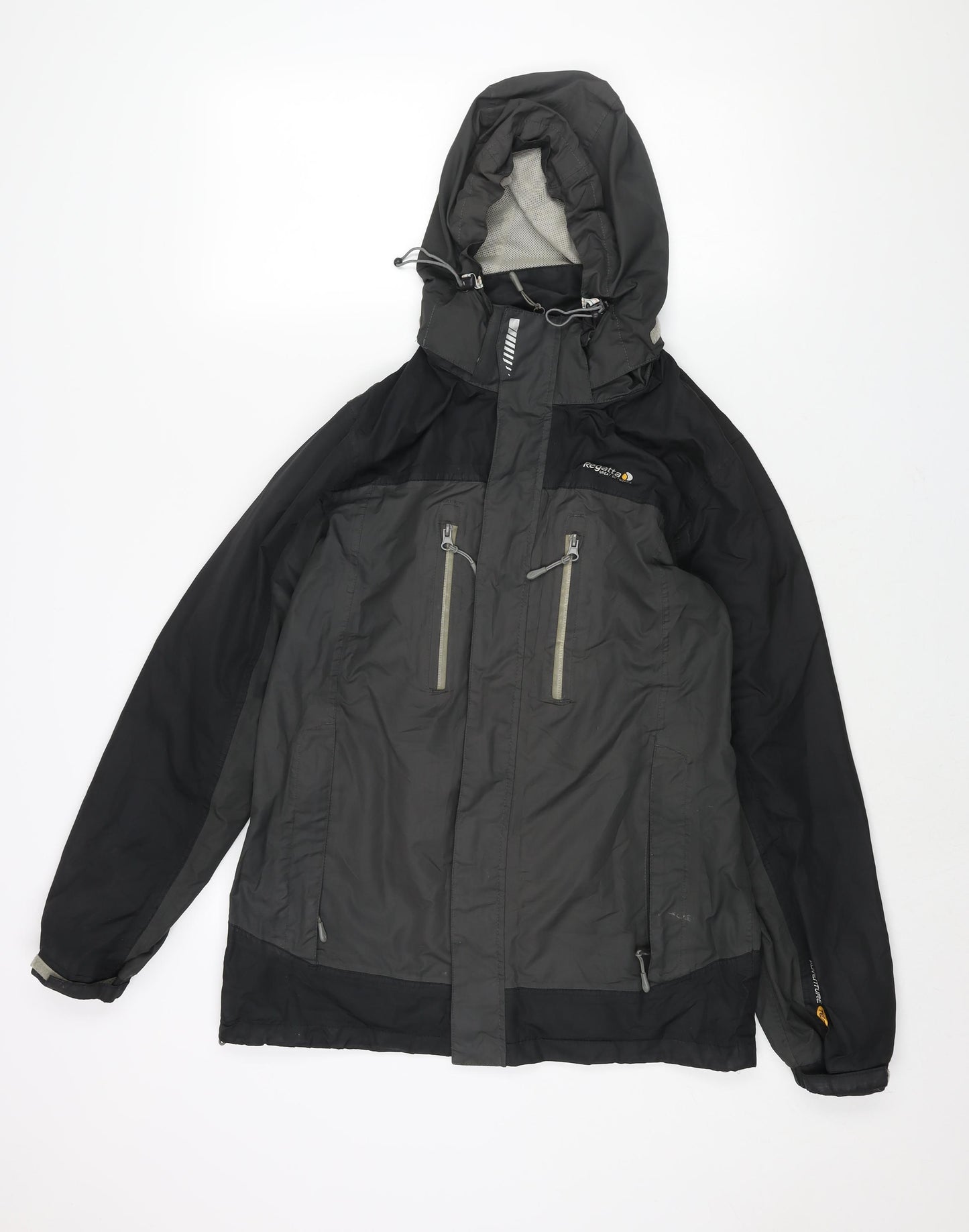 Regatta Mens Green Rain Coat Coat Size S Zip - Drawstring Waterproof Beathable Colourblock