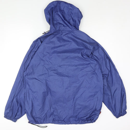 Heavy Construction Mens Blue Anorak Jacket Size XL Zip - Drawstring Pocket Waterproof