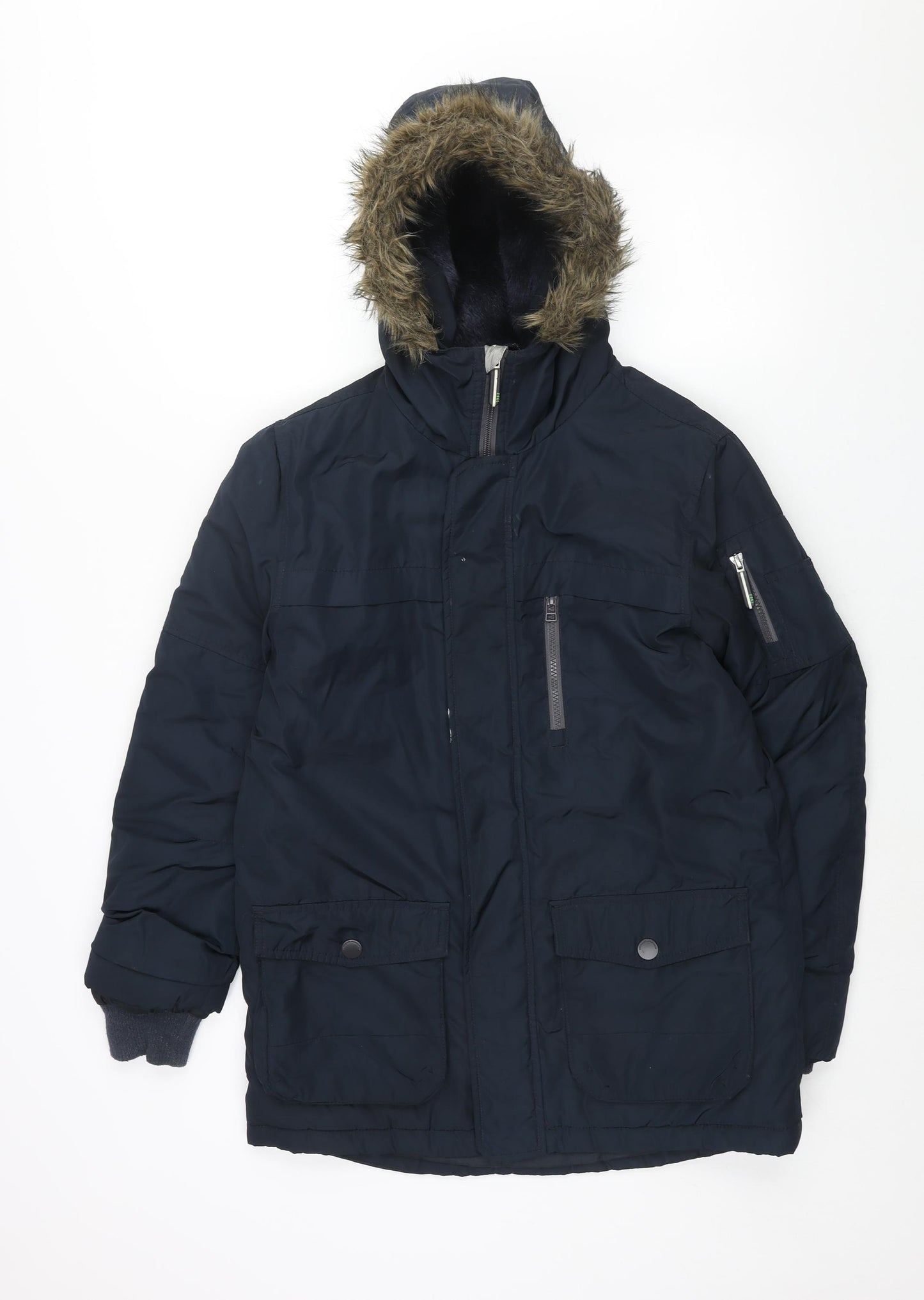 NEXT Boys Blue Parka Coat Size 13 Years Zip