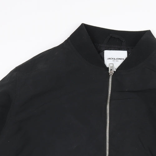 JACK & JONES Mens Black Bomber Jacket Jacket Size L Zip