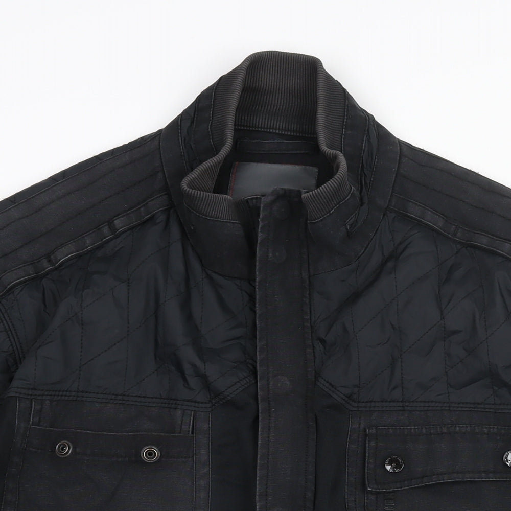 Duck & Cover Mens Black Jacket Size 2XL Zip - Pockets Logo