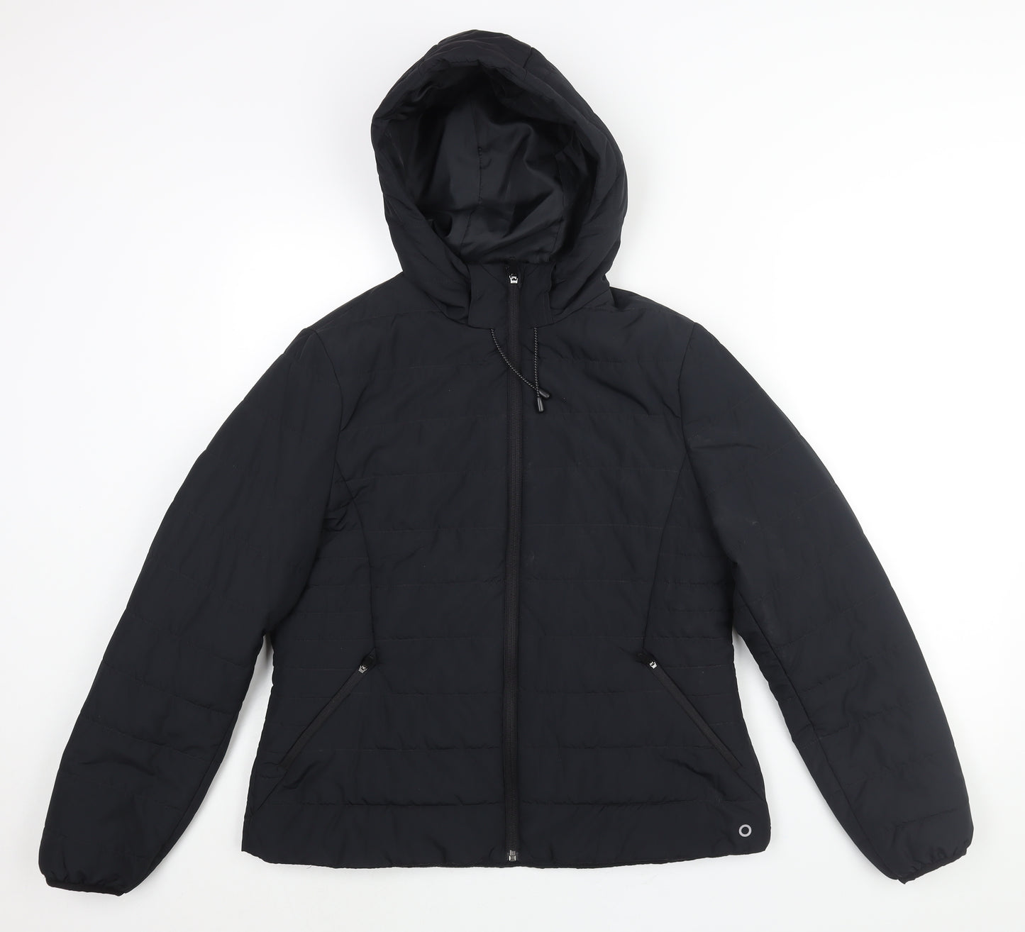 GOODMOVE Womens Black Puffer Jacket Jacket Size 14 Zip