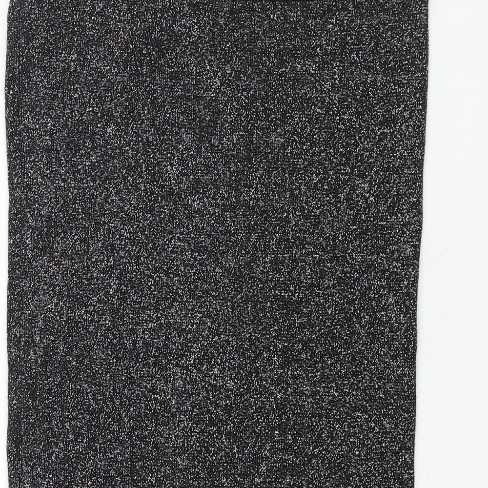 Oasis Womens Black Viscose Straight & Pencil Skirt Size M - Glitter