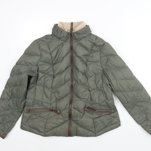 Per Una Womens Green Puffer Jacket Jacket Size 16 Zip