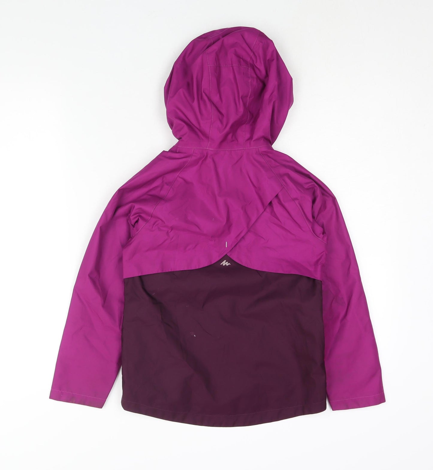 Quechua Girls Purple Colourblock Rain Coat Coat Size 7-8 Years Zip - Logo Waterproof