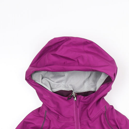 Quechua Girls Purple Colourblock Rain Coat Coat Size 7-8 Years Zip - Logo Waterproof