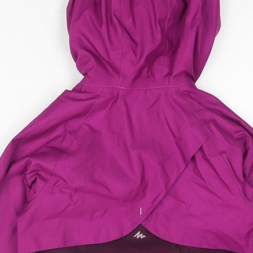 Quechua Girls Purple Colourblock Rain Coat Coat Size 7-8 Years Zip - Logo Waterproof