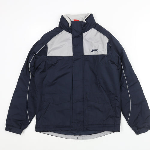 Slazenger Boys Blue Colourblock Rain Coat Coat Size 11-12 Years Zip - Logo