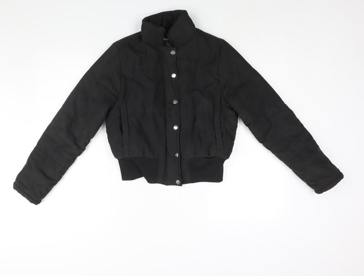 PRETTYLITTLETHING Womens Black Puffer Jacket Jacket Size 6 Zip